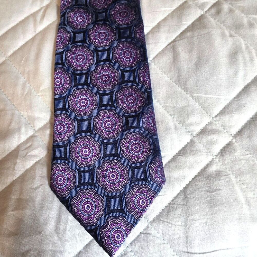 David Donahue multicolor silk necktie